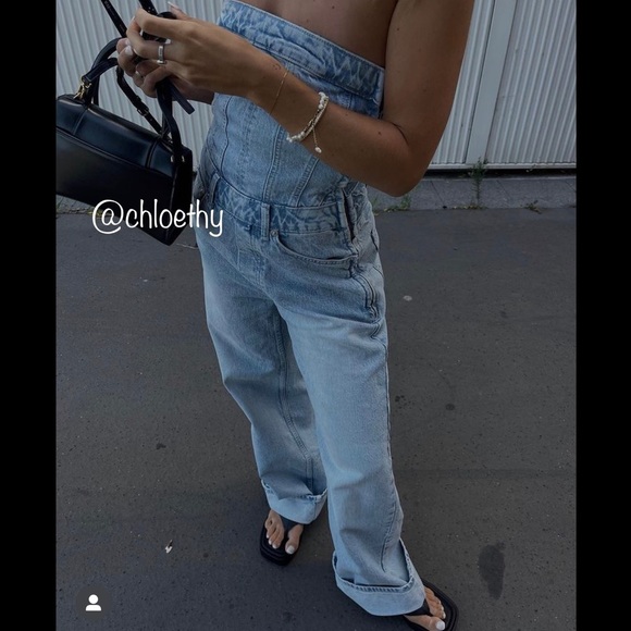 Zara Pants & Jumpsuits Zara Corset Denim Jumpsuit Poshmark